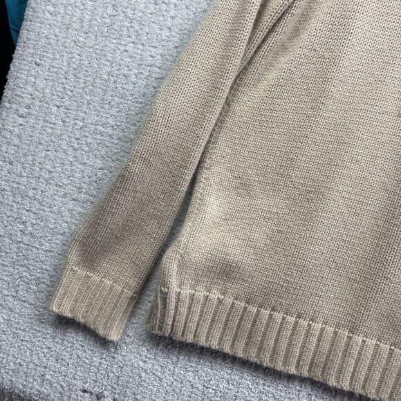 Guess  Cable Knit Fisherman Sweater Mens Sz L Off-White Beige Heavyweight Grunge - Picture 10 of 12